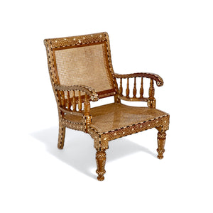 Teak Wood Bone Inlay Armchair