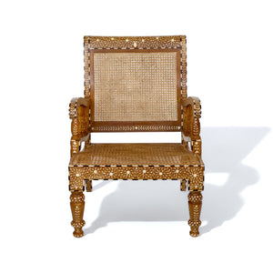 Teak Wood Bone Inlay Armchair