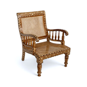 Teak Wood Bone Inlay Armchair