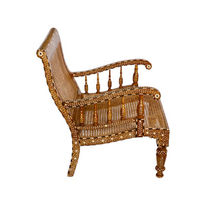 Teak Wood Bone Inlay Armchair