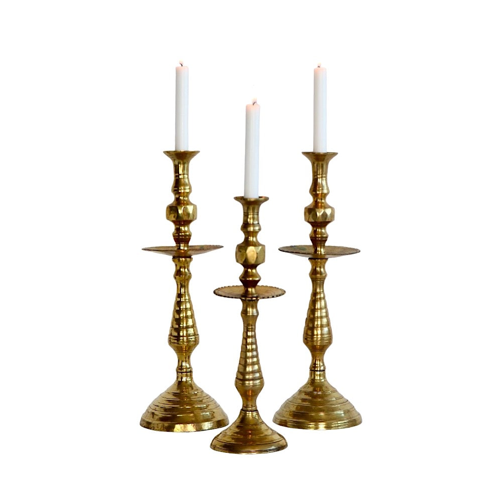 Brass Floor Candlesticks / Moroccan Large Candle Sticks / Vintage